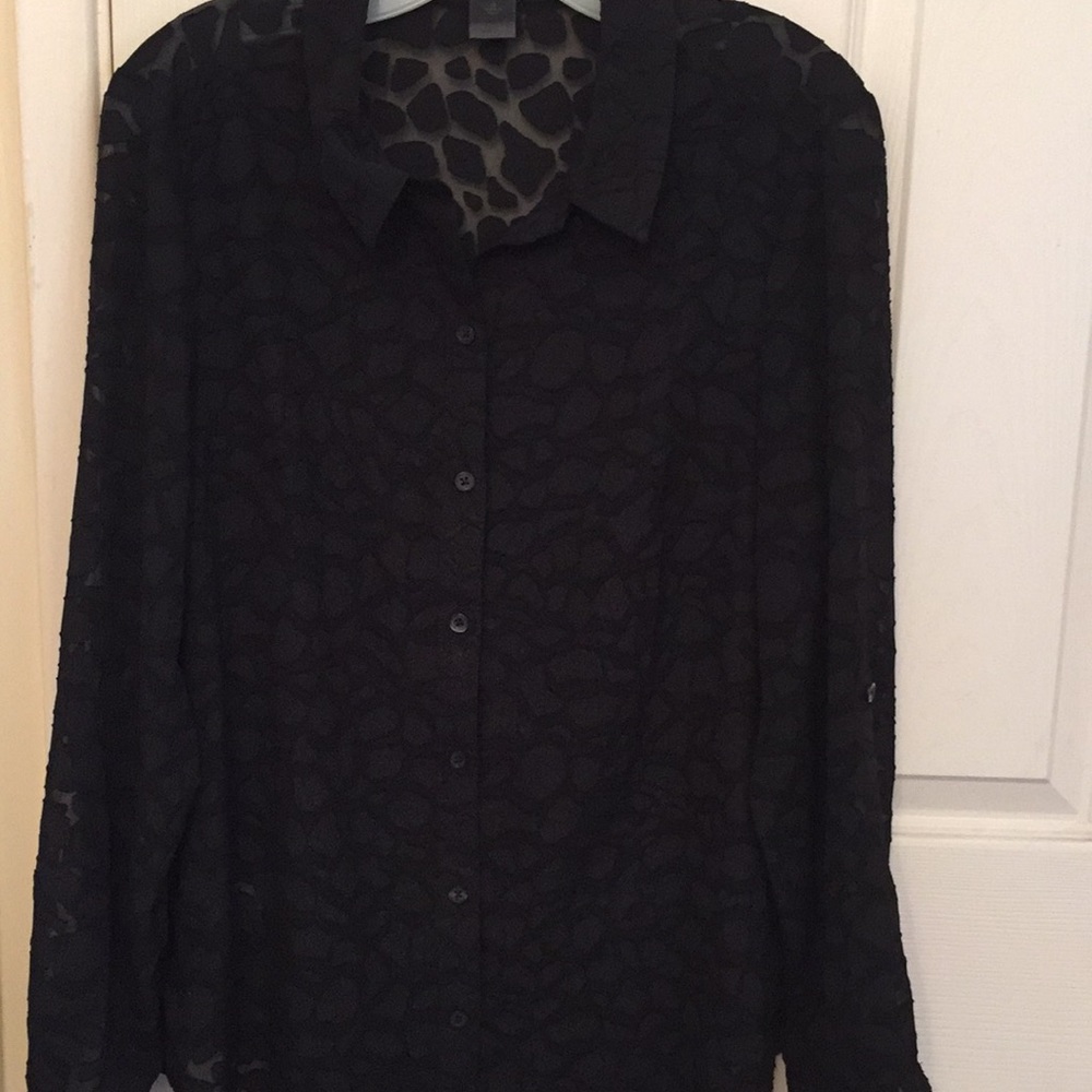 Ann Taylor sheer black blouse (12)